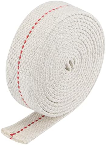 sourcing map Cotton Oil Lamp Wick 1/2 Inch Flat Wide 2 Meter/6Ft Long with Black Stitch for Oil Lantern Lighting