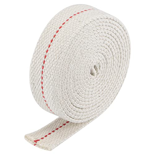 sourcing map Oil Lamp Wick 1 Inch Flat Wide 6.5 Foot Cotton Lanterns Wick with Red Stitch for Kerosene Burner Lighting