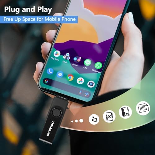 THKAILAR USB C Stick 128GB USB 3.1 Memory Stick 2in1 Dual Flash Drive Metal Swivel Design Thumb Drive for Smartphone/Computer/Tablet/Laptop(Black)