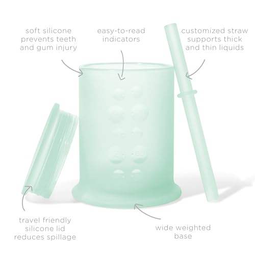 Olababy Silicone Training Cup with Straw Lid | Babies Water Drinking Cup | 6+ Mo Infant To 12-18 Months Toddler | Sippy Cup For Kids & Smoothie Cup |