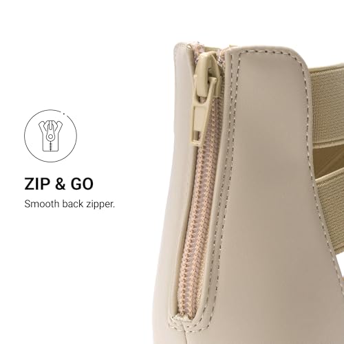 DREAM PAIRS DREAM PAIRS Women's Elastic Ankle Strap Sandals Gladiator Strappy Low Wedges Sandals,Size 6.5,Nude,ELASTICA8
