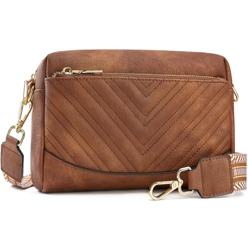 Quilted Crossbody Purse Anti Theft Travel Purses Bag for Women Small Leather Trendy Bags with Guitar Strap for Wallet