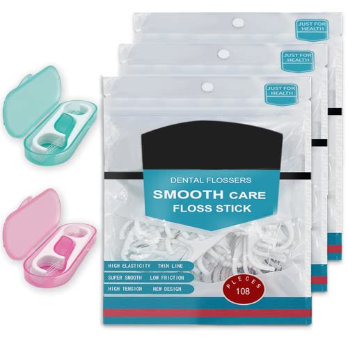 Palillos de hilo dental, 344 unidades de palillos de dientes insípidos, hilo dental de viaje con funda de viaje, palillos dentales para limpieza bucal, hilo dental para adultos y niños (3 bolsas)