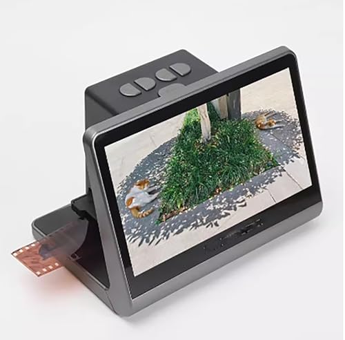 Film Converters Scanners, 48 MP Film & Slide Scanner with 7 Inch LCD Screen, Built-in 16GB Memory, Converts 135/110/126 Negative Into JPEG Photos, for Photo Studio, Family