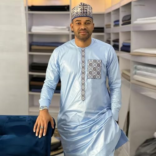 African Men Bazin Suit 2Pcs Set Shirt and Pants Nigerian Wedding Groom Dashiki Mali Basin Riche Men Clothing2