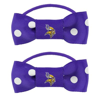 Littlearth NFL Bow Pigtail Holder [Set of 2] NFL Team: Minnesota Vikings