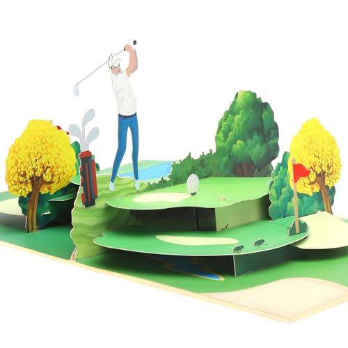 Biglietto Auguri 3D Pop-up Con Motivo Golf - Originale Per Compleanno, Anniversario, Con Busta E Spazio Per Scrivere - 2
