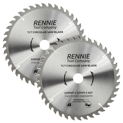 Confezione da 2 lame circolari per legno da 255 mm x 30 mm x 40 T TCT, include anelli di riduzione del foro da 25 mm, 20 mm e 16 mm. Compatibile con sega circolare Bosch Makita DeWalt, ecc. Per seghe
