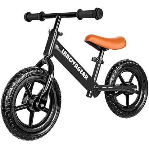 LANOVAGEAR Kids Balance Bike 12" Wheel Toddler Balance Bike with Adjustable Seat and Handbrake for 1.5-5 Years Old Boys Girls (Black) Cover