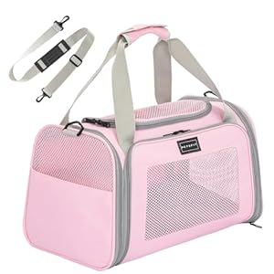 Petsfit Transportín Perro Gato Plegable Transportin Gato Mochila Mediano Grande Bolso Perro Pequeño Transpirable con Tirantes Ajustables y Acolchado Suave Coche y Tren