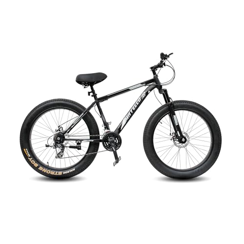 Fat Bike S26 TYRE 26X400 inches 21 Speed Front SUSPENTION Double DISC FATBIKE Cycle (Black)
