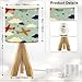 Tripod Bedside Desk Table Lamp Kids Seamless Pattern Airplanes Stars Clouds Colorful White Baby Wood Nightstand Lamp with Linen Fabric Shade for Nursery Bedroom Living Room Kids Room