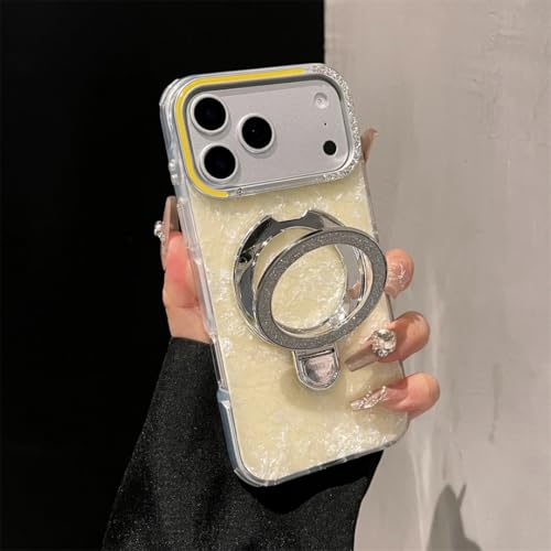 Coque magnétique iPhone 14 Plus antichoc jaune avec support photo