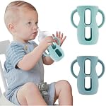 2 Pack Silicone Sleeves for Avent Natural Glass Bottles, Compatible with Philips Avent Natural Glass Baby Bottle 8 oz, Anti Breakage Milk Baby Bottle Protector for Toddler with Non-Slip Handle (2pc-Green/Blue)