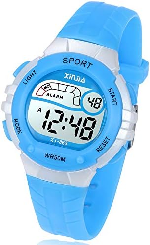 Kids Digital Watch,Boys Girls Sports Outdoor LED 50M(5ATM) Waterproof Multi Functional Wrist Watches with Alarm for Children,Girls,Boys (Blue)