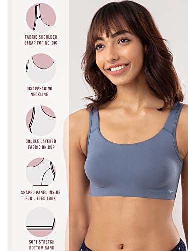 Image of NYKD NYB113 Cotton Non Padded Non Wired Full Coverage Slip On Everyday Bra Pack of 2