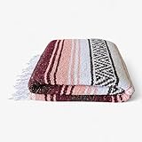 Traditional Handwoven Mexican Blanket, Large Falsa Serape - Soft & Durable Yoga Blanket - Vibrant Beach, Picnic & Camping Blanket - Lightweight Boho Throw 70'x50'