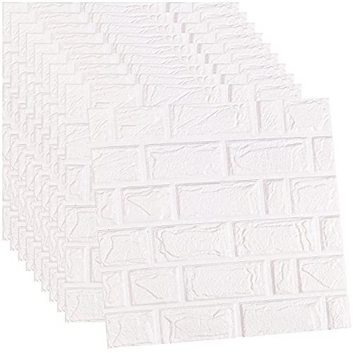 Wadile 3D Brick Peel And Stick Wallpaper, 3D White Brick Wall Panels Self Adhesive, Removable Wallpaper Waterproof Pe Foam Paintable,For Bedroom/Living Room/Kitchen/Tv Wall And Home Decoration(10Pack) #TOP9