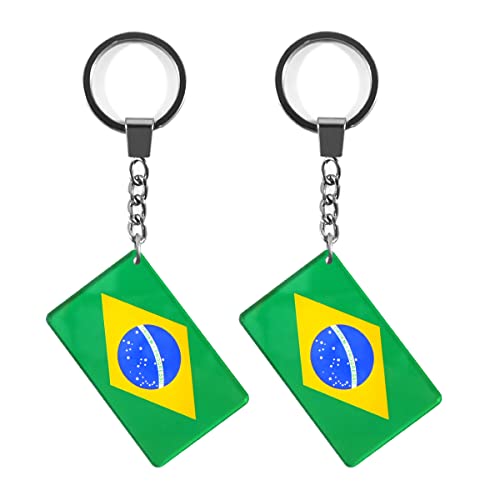 QQSD Brazil Flag Keychain Brazilian Key Ring, 2 Pack
