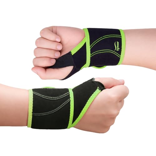 Image of TYNOR Wrist Support With Thumb Loop (Neo), Black & Green, Universal, 1 Pair