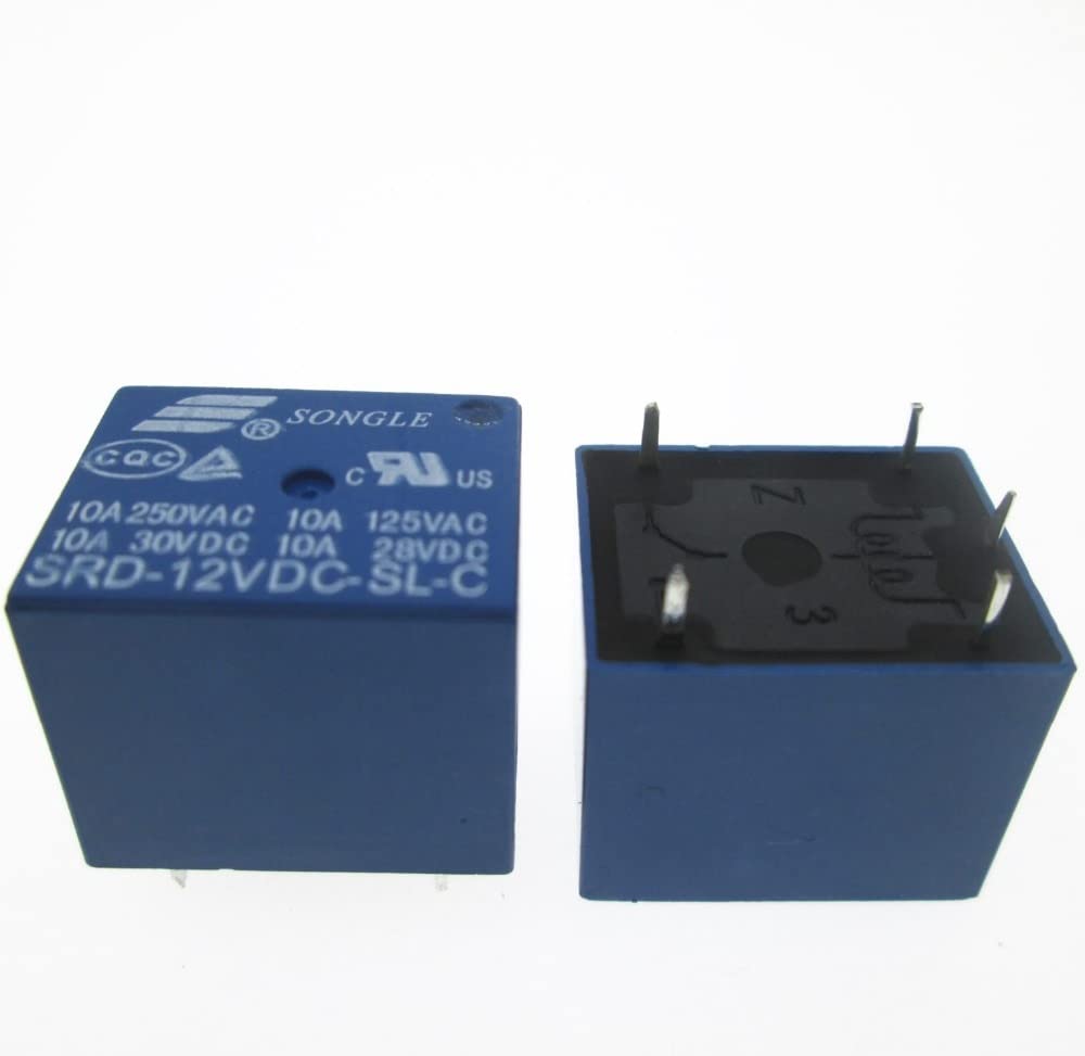WBNFFUCYU 12V Relay SRD-12VDC-SL-C SRD-DC12V-SL-C SRD12VDCSLC 12VDC DC12V 10A 250VAC 5PIN(100PCS)