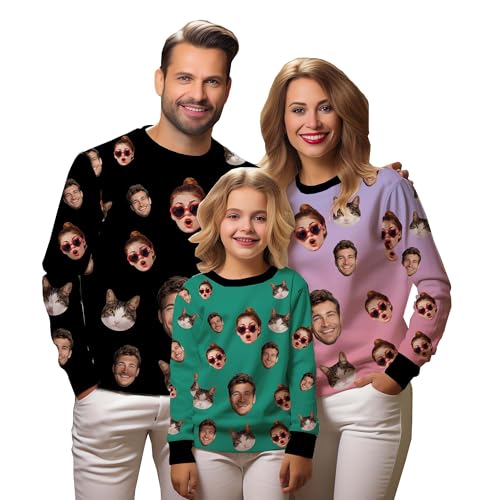 M YESCUSTOM Custom Sweater Personalized Christmas Crewneck Sweatshirt for Family Customized Hoodie Sweatshirt for Holiday
