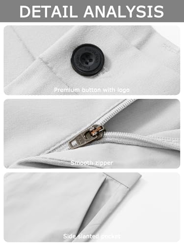 Image of Plaid&Plain Men's Slim Fit Dress Pants Stretch Khaki Pants Wrinkle Free