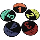 JOUTYFOR 5 PCS Basketball Spot Markers, Multi-Colored Anti-Slip Sports Training Markers, 9 Inches Basketball Training Markers, Round Flat Floor Markers with Number Dots for Teaching & Training