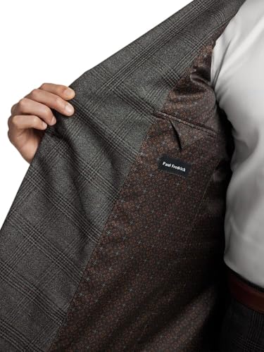 Paul Fredrick Men's Wool Plaid Double Breasted Peak Lapel Suit Jacket4