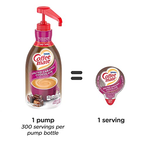 Coffee Mate Salted Caramel Liquid Concentrate, 1.5 Liter Pump Bottle With By The Cup Coffee Scoop #TOP4
