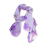 VIKKO Tropical Orchids Purple Floral Silk Like Scarf Long Lightweight Soft Women Shawl Wrap Gift for