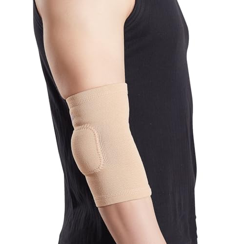 Flamingo Gel Elbow Support Brace | Elbow Sleeves Arm Brace For Sports, Gym, Joint Pain, Tendonitis And Weightlifting | Elbow Sleeves Band For Pain Relief | Beige | Small |