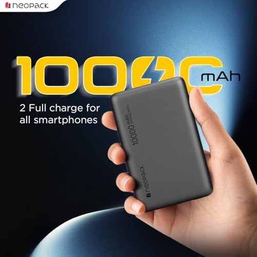 Image of Neopack Rapid Pro Magsafe Power Bank 10000 mAh with 25W Fast Wireless Charging | QI2 Technology | LED Indicator | Strong Magnetic Hold | USB-C in & Output Compatible with iPhone 12 & New Models, Grey