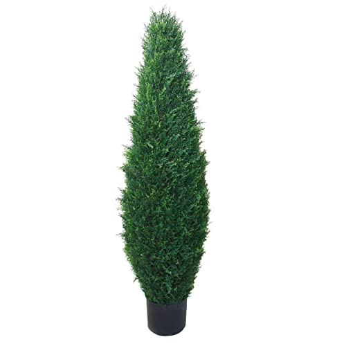 Pure Garden Artificial Topiary - 41" Tall Cypress Tree Shrub - Outdoor Decor - Faux Trees for Planters
