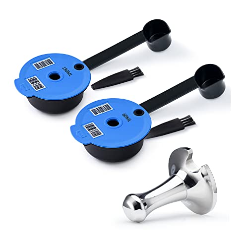 Tassimo - Dosettes rechargeables 160 + 180 ml - Disques réutilisables pour machine à café Bosch Tas, Benfuchen Tassimo - Avec un outil de remplissage de café en acier inoxydable - 51 mm