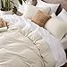 Bedsure Duvet Cover Queen Size - Soft Cationic Dyed Duvet Cover Set for Kids with Zipper Closure, 3 Pieces Bedding Set(Beige, 90
