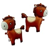 2 Globos de Foil XXL Caballo Marrón, 59x63,5 cm - Globos de animales adorables para fiesta de granja, cumpleaños infantil, baby shower & decoración vaquera - Globo decorativo caballo reutilizable