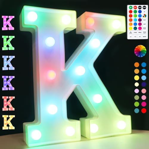 Letras luminosas, luces LED con 18 colores cambiantes K