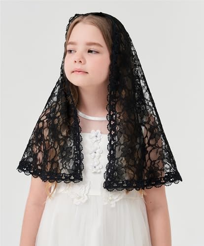 D Shape Veil Catholic Veil for Girls Bone Flower Veils Baptism Veil for Girls Girls Veil for Funeral K43