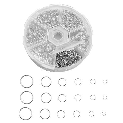 Lot De 1390 Anneaux De Jonction En Acier Argenté – Tailles 4 à 10 Mm – Pour Fabrication Bijoux, Colliers, Bracelets – Alliage Robuste, Rangement Boîte – Idéal Bricolage Créatif