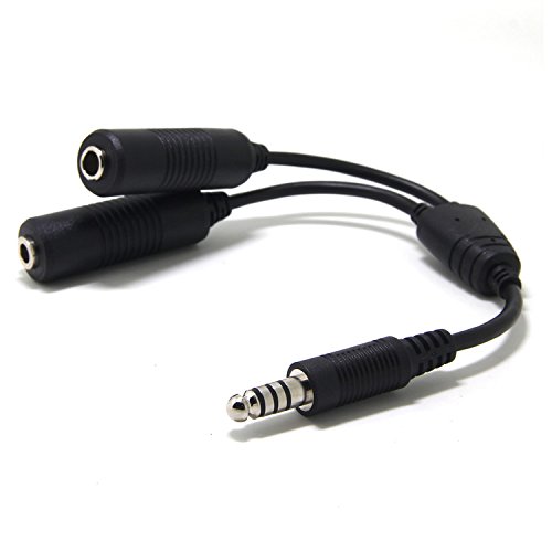 Ancable General Aviation to Helicopter Headset Adapter, Dual GA Sockets