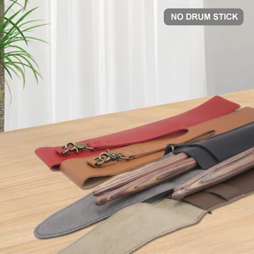 Cheerock Drum Stick Bag, PU Leather Drumstick Case Holder, 1Pair Storage for Drumsticks & Mallets (Brown)