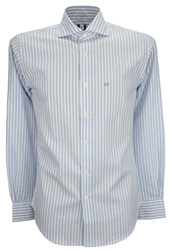 Ex-Store Single Cuff Classic Fit Cotton Shirt Light Blue Stripe Small 14-14.5"