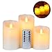 Produktbild Gr4tec 3er Set Flammenlose LED Kerzen Echtwachskerze mit beweglicher Flamme Timerfunktion mit Fernbedienung Elektrische Batteriebetriebene Kerze Lampe Schlafzimmer Geburtstags 10cm 12,5cm 15cm Hoch