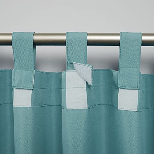 Exclusive Home Cabana Solid Indoor/Outdoor Light Filtering Hook-and-Loop Tab Top Curtain Panel Pair, 54"x96", Teal - Image 4