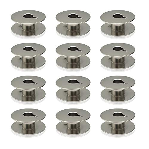 Quilt Machine Metal Bobbins (Premium Quality) for Janome 1600P Series, Babylock, Pfaff, Elna, Husqvarna Mid Arm Quilting Machines Plus Many Older Rotary Style Machines - Package of 12