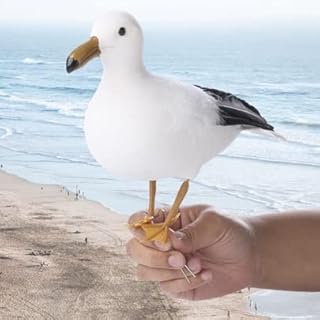 Factory Direct Craft Artificial Flocked Standing Seagull from Fake Seagull Bird for Tropical Displays and Beach Seaside Coastal Decorations