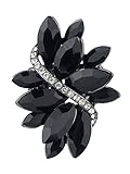 NYFASHION101 Women's Vine Marquis Stone Stud Fashion Stretch Ring, Jet Black