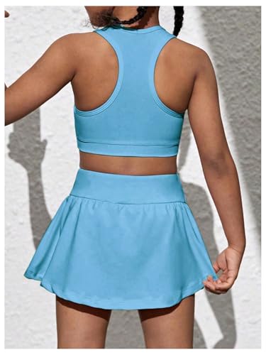 Image of SOLY HUX Toddler Girl's 2 Piece Workout Outfits Lightweight Crop Tank Tops and Skort Athletic Set