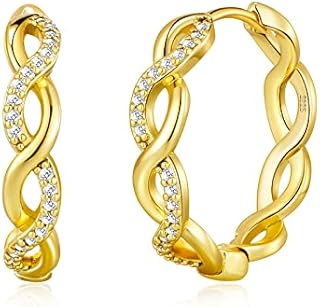 Senteria Sterling Silver Hoop Earrings for Women Lightweight Silver Hoops Earrings for Women Twisted Hoop Earrings with Cubic Zirconia Hypoallergenic Small Silver Hoop Earrings
